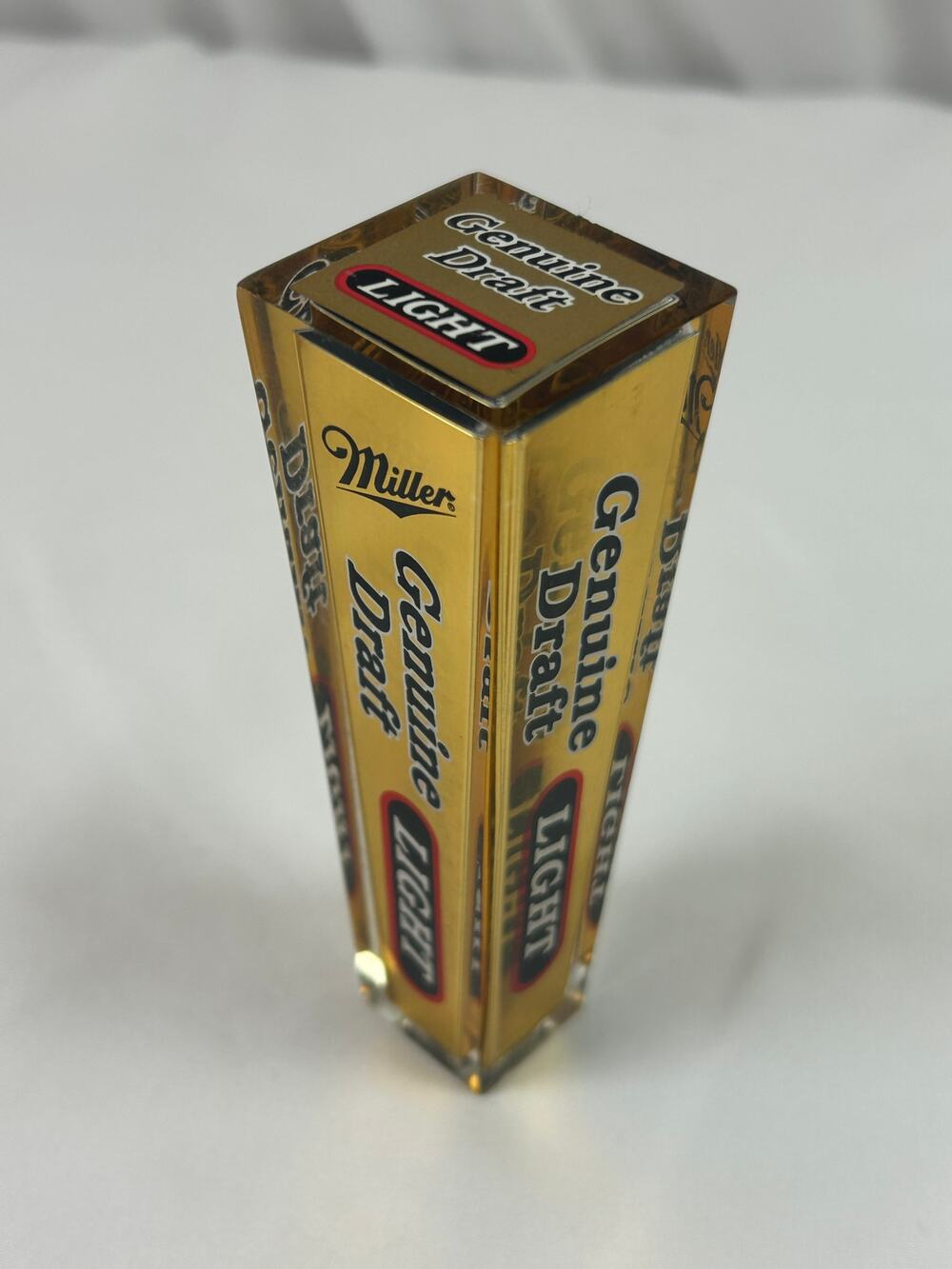 Vintage Miller Genuine Draft Light MGDL Acrylic Beer Tap Handle Amber Clear 5 In